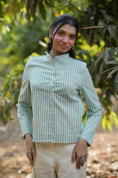 Mint Stripe Cotton Shirt