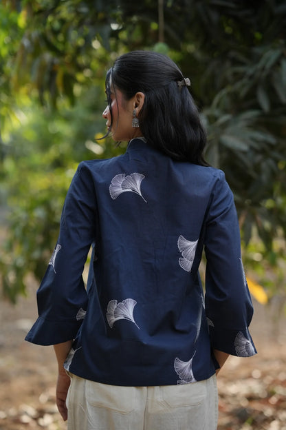 Midnight Leaf Cotton Shirt