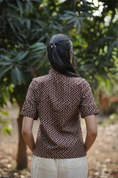 Rust Chevron Cotton Shirt