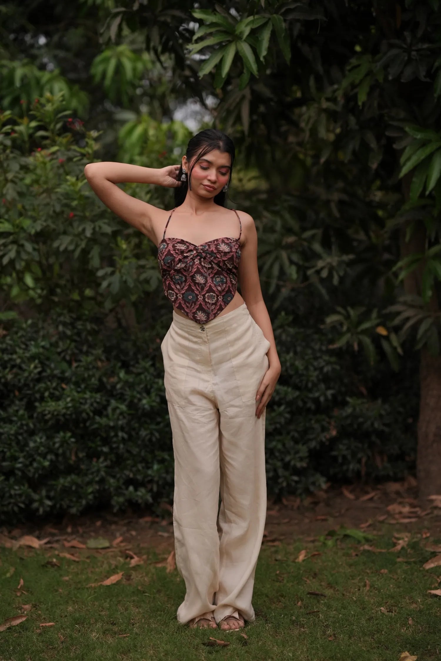 Cocoa Floral Sweetheart Handkerchief Corset top