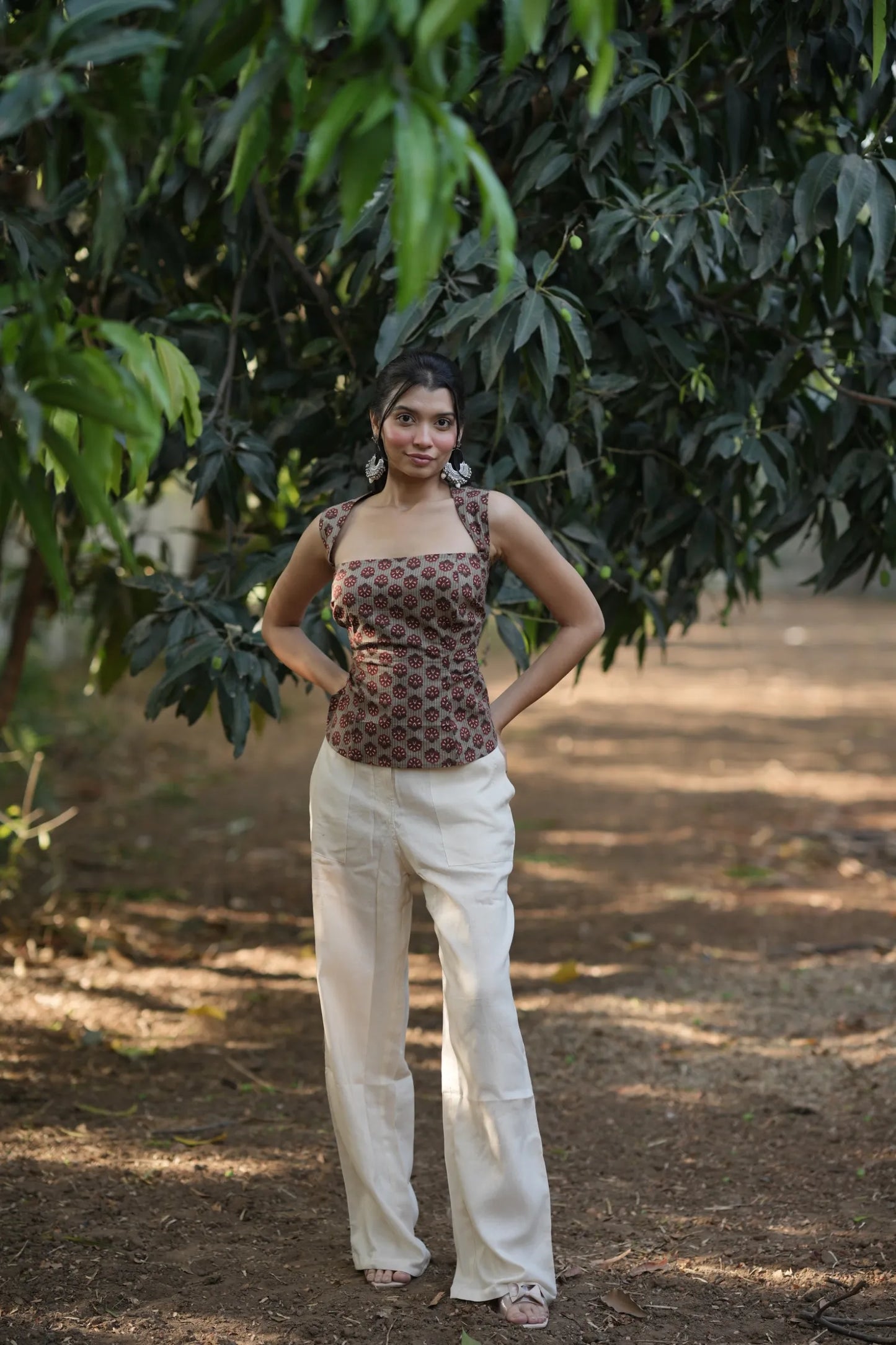 Mocha Brown Floral Corset Top
