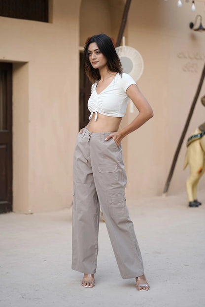 Women’s Relaxed Fit Utility Cargo Pants Grey