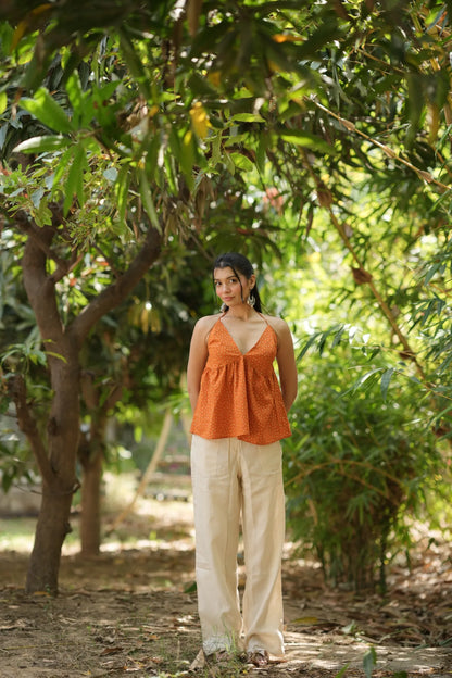 Marigold Polka Halter Neck Top