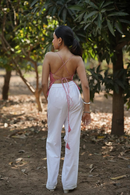 Dusty Rose Tie Back Top