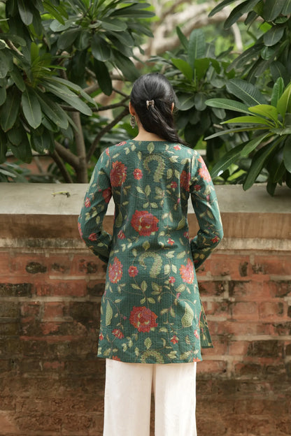 Green Floral Print Kurti