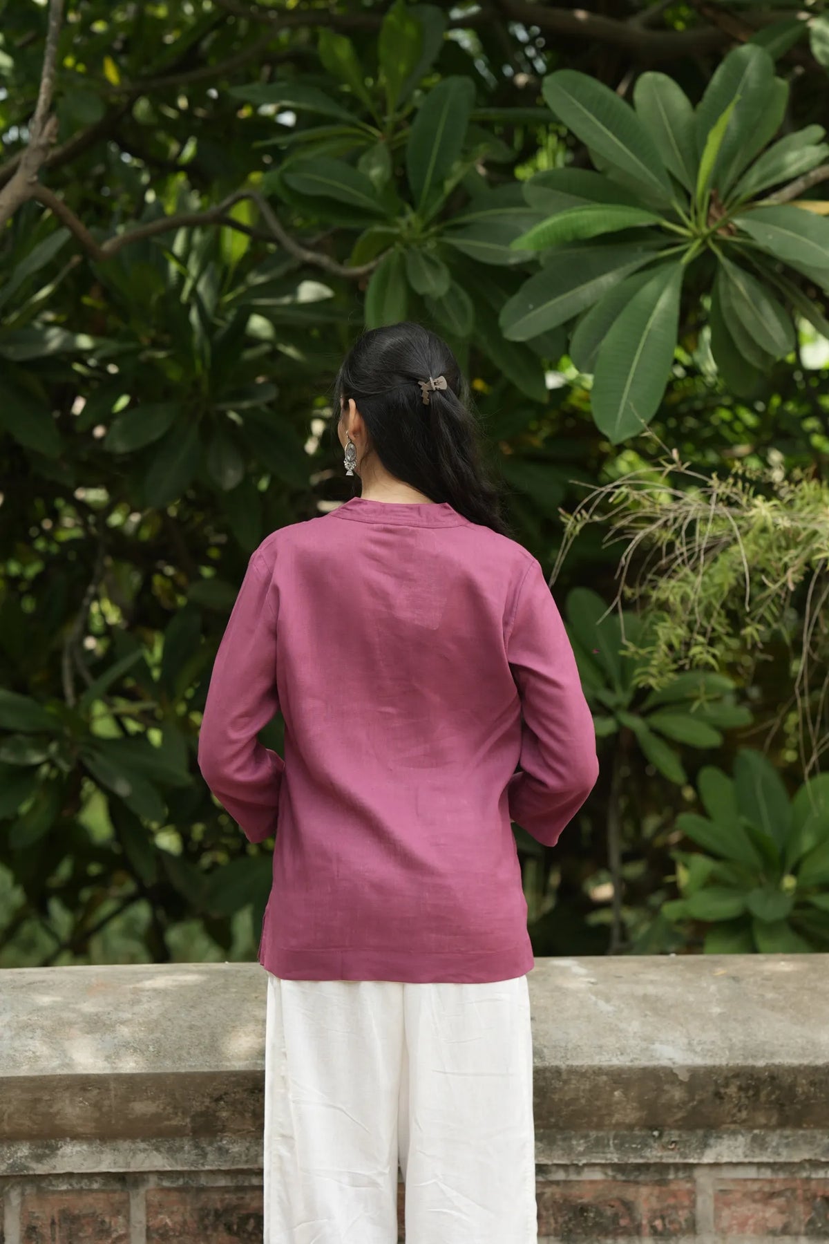 Mauve Pink Linen Short Kurta