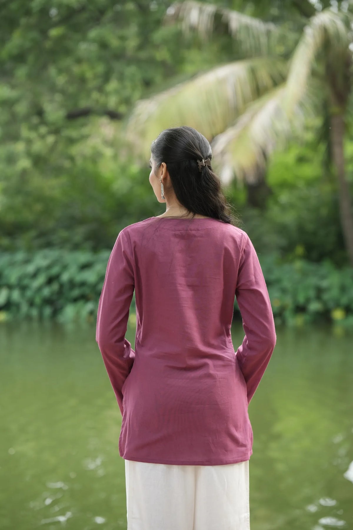 Mauve Pink Solid Lupi Kurti