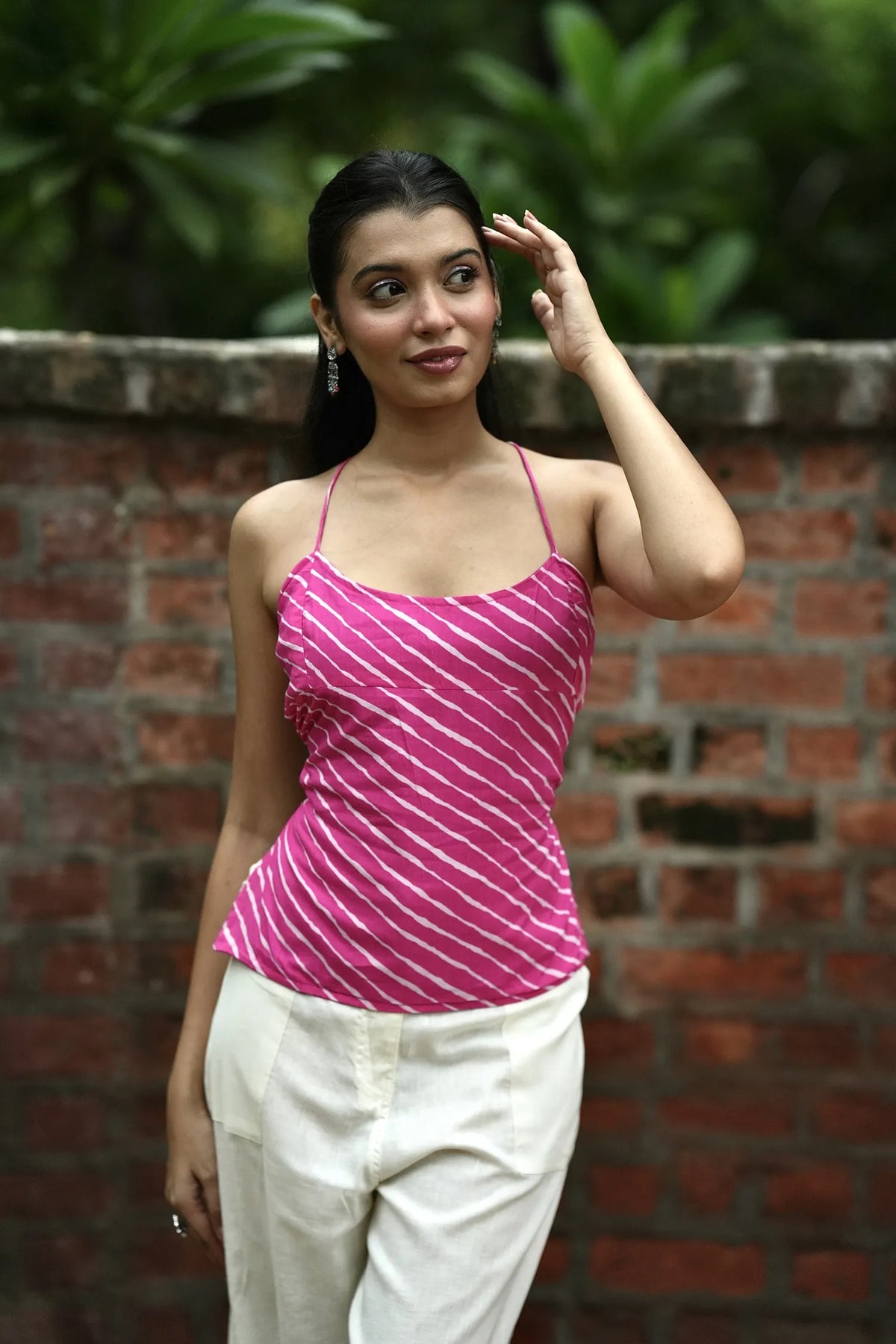 Pink Leheriya Print Corset Top