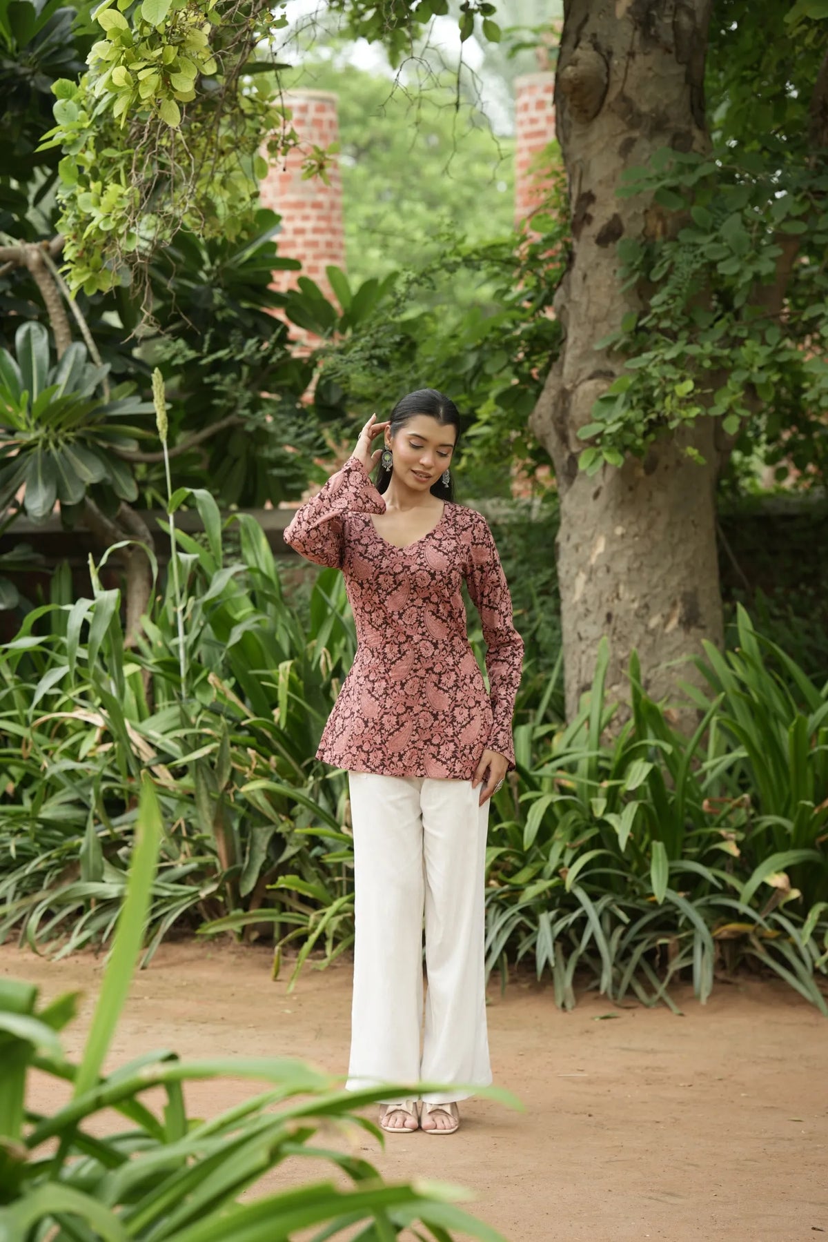 Pink Paisley Floral Print Kurti