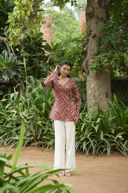 Pink Paisley Floral Print Kurti