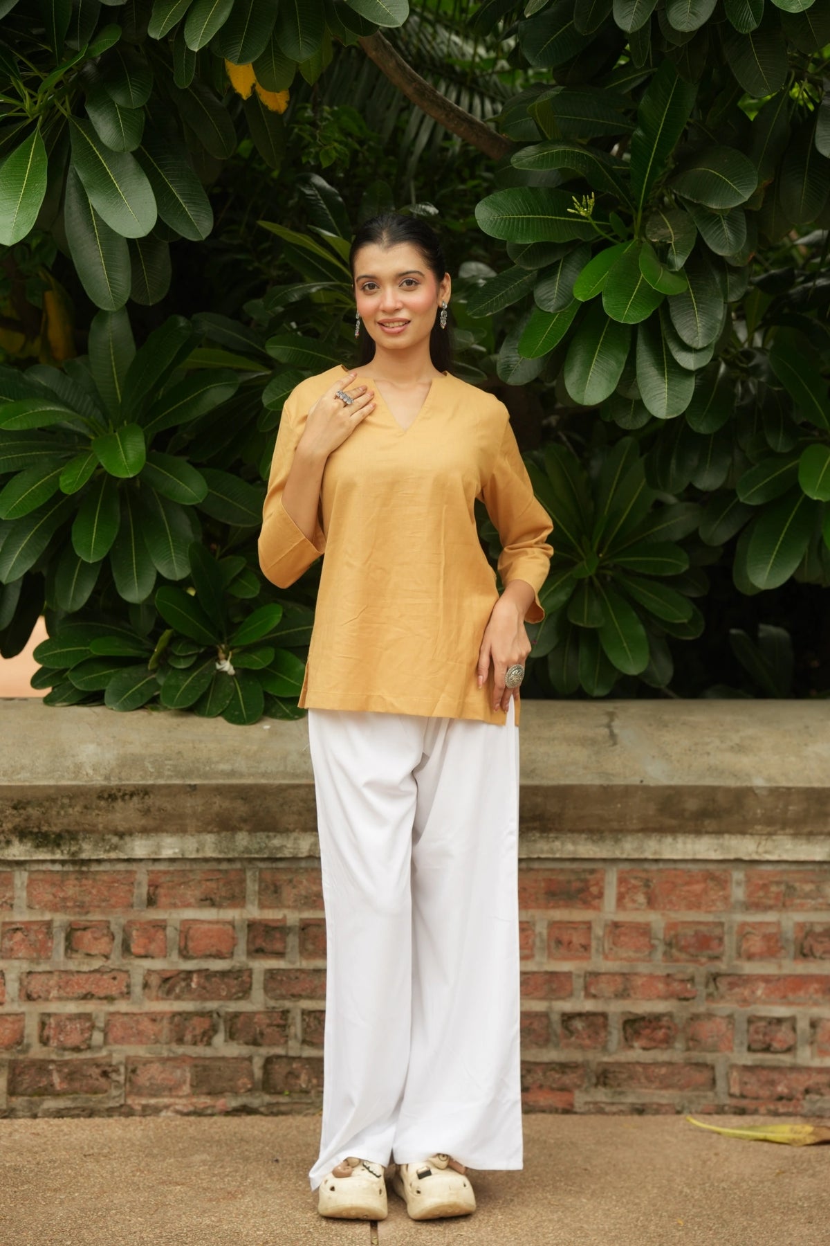 Yellow Cotton Short Kurta