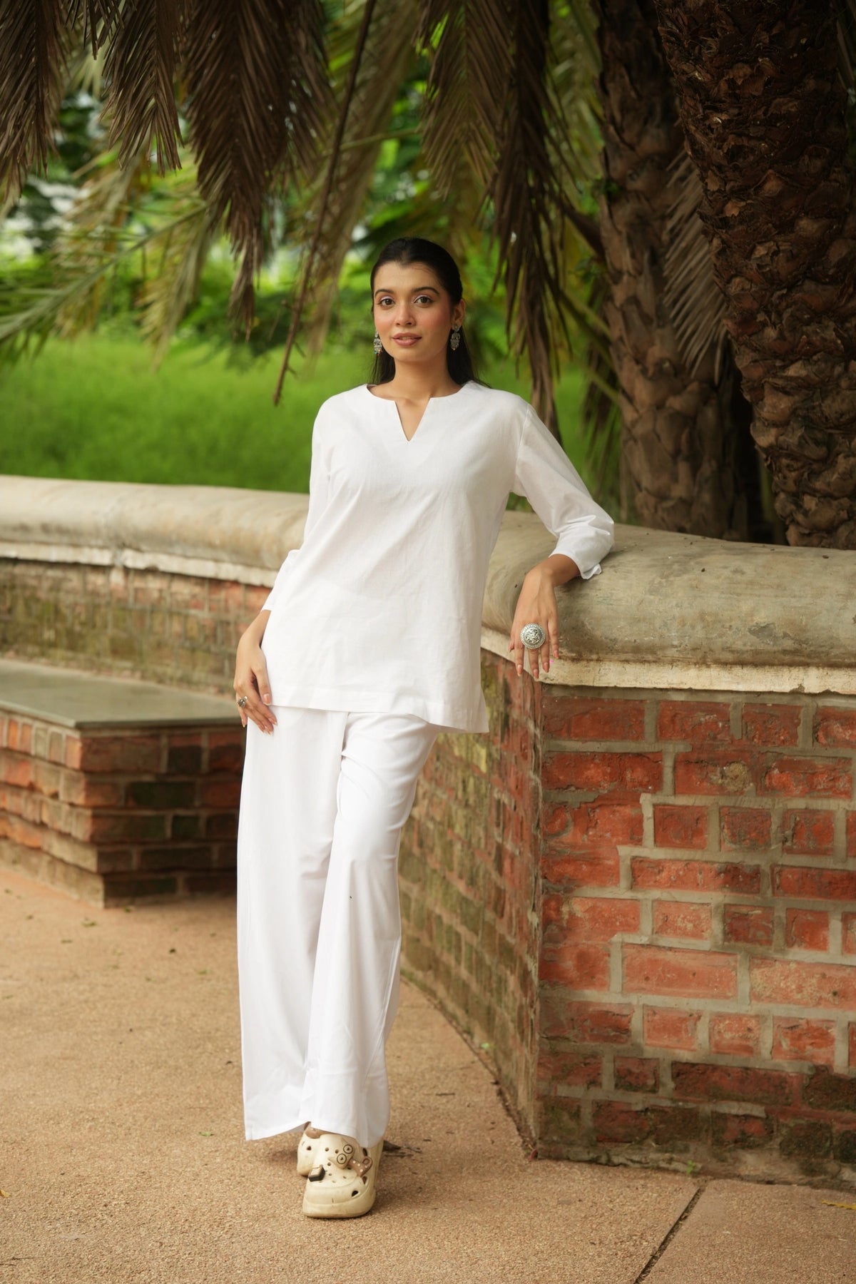 White Cotton Short Kurta