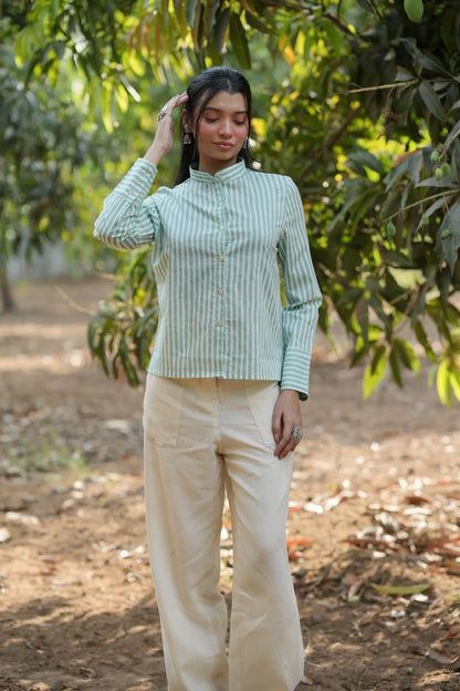 Mint Stripe Cotton Shirt