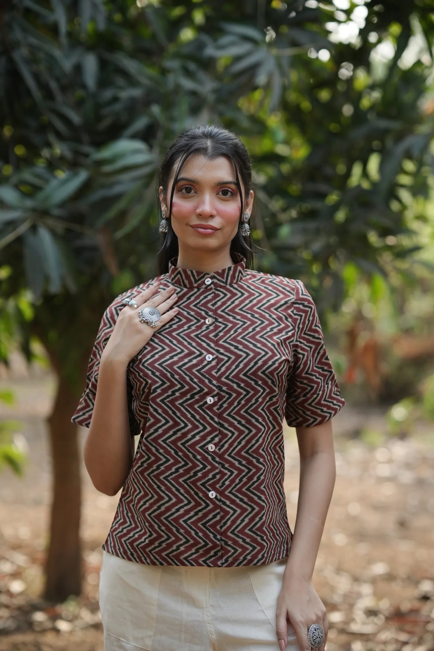 Rust Chevron Cotton Shirt