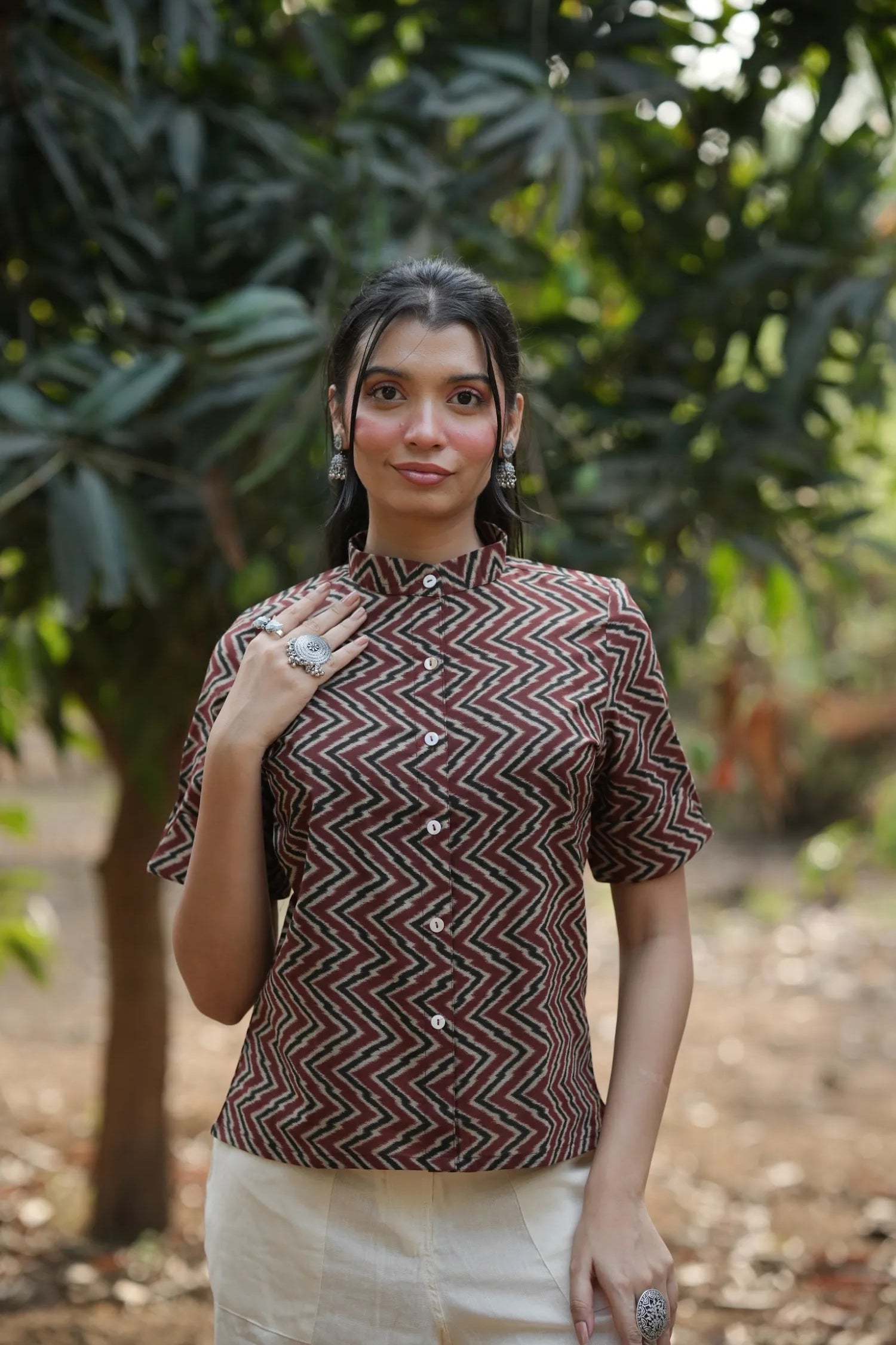 Rust Chevron Cotton Shirt