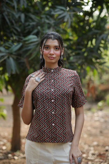 Rust Chevron Cotton Shirt