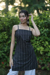 Black Vertical Pattern Corset Kurti