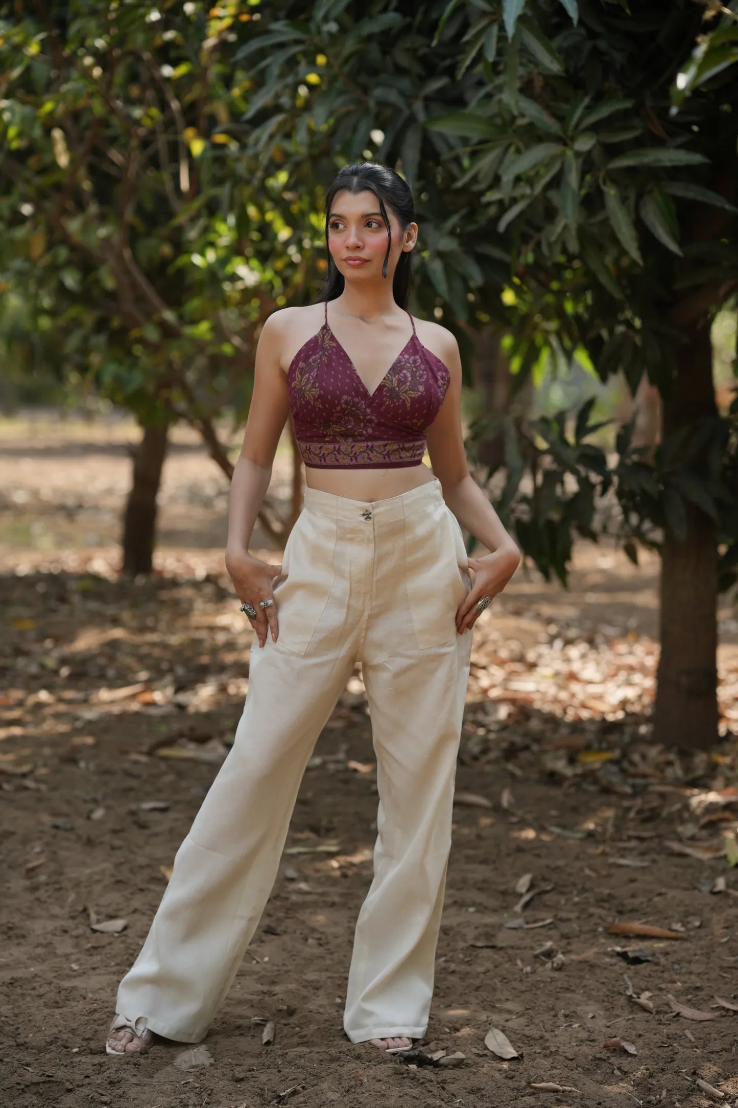 Wine Floral Buta Bralette
