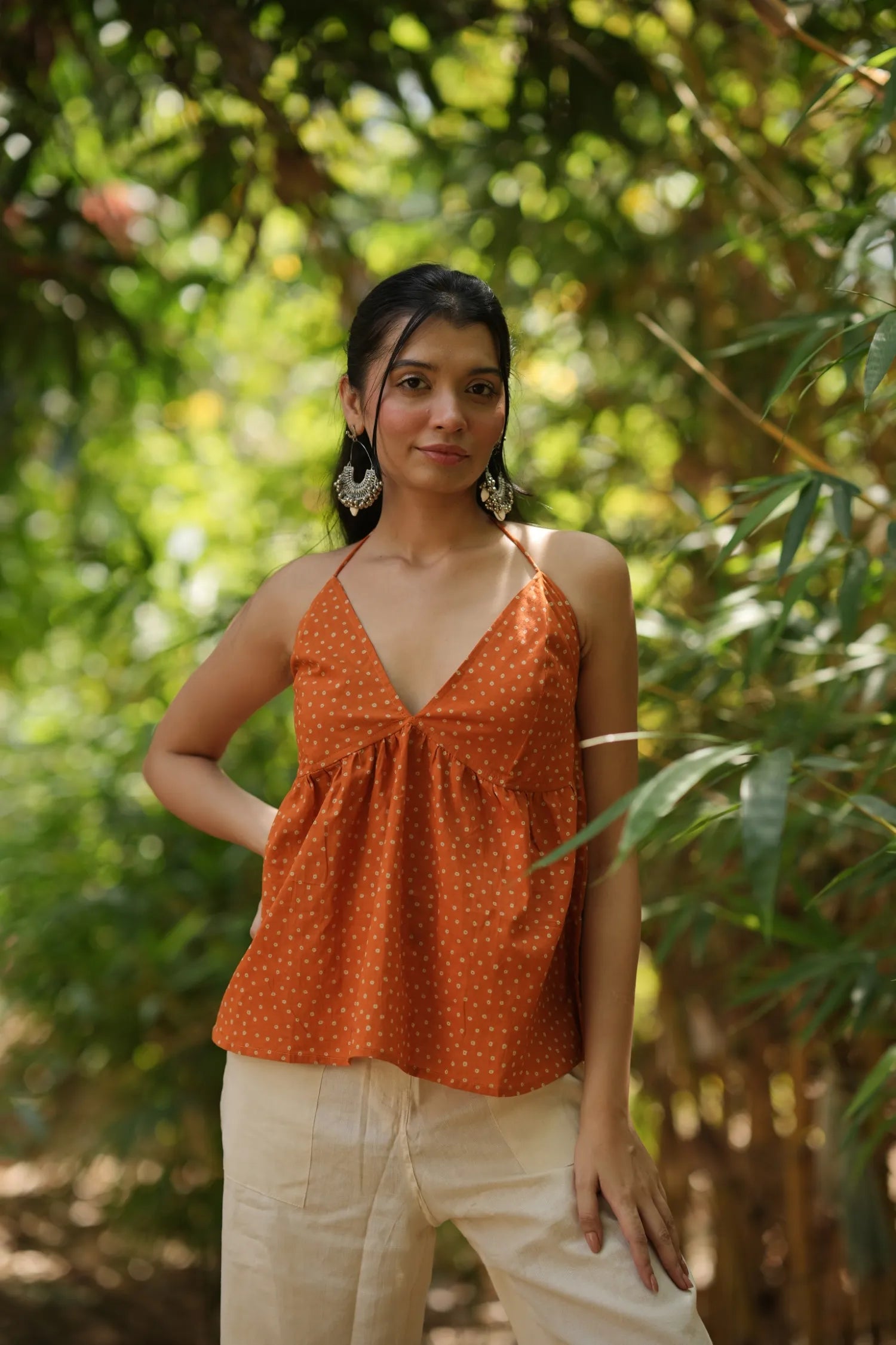 Marigold Polka Halter Neck Top