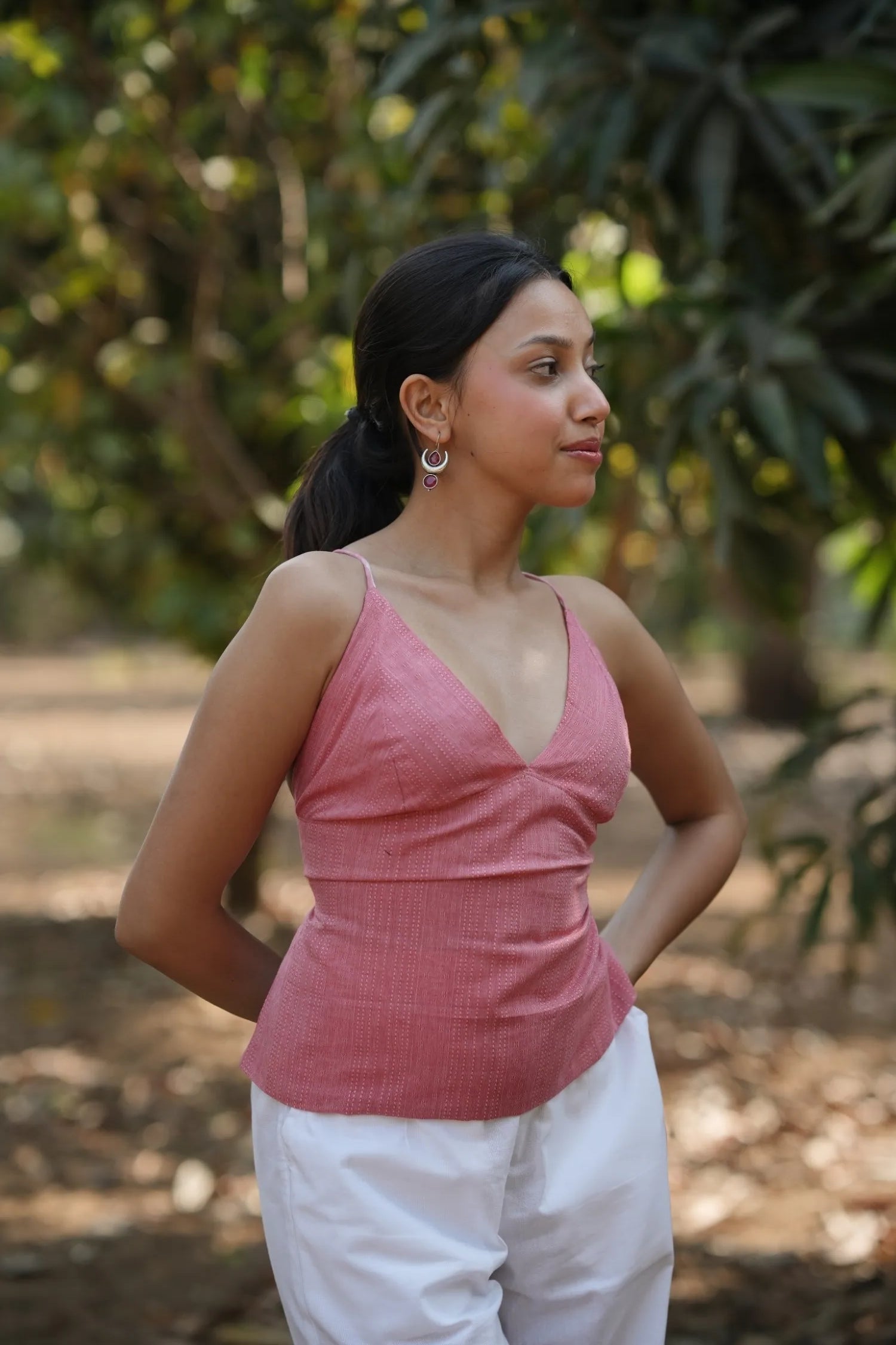 Dusty Rose Tie Back Top