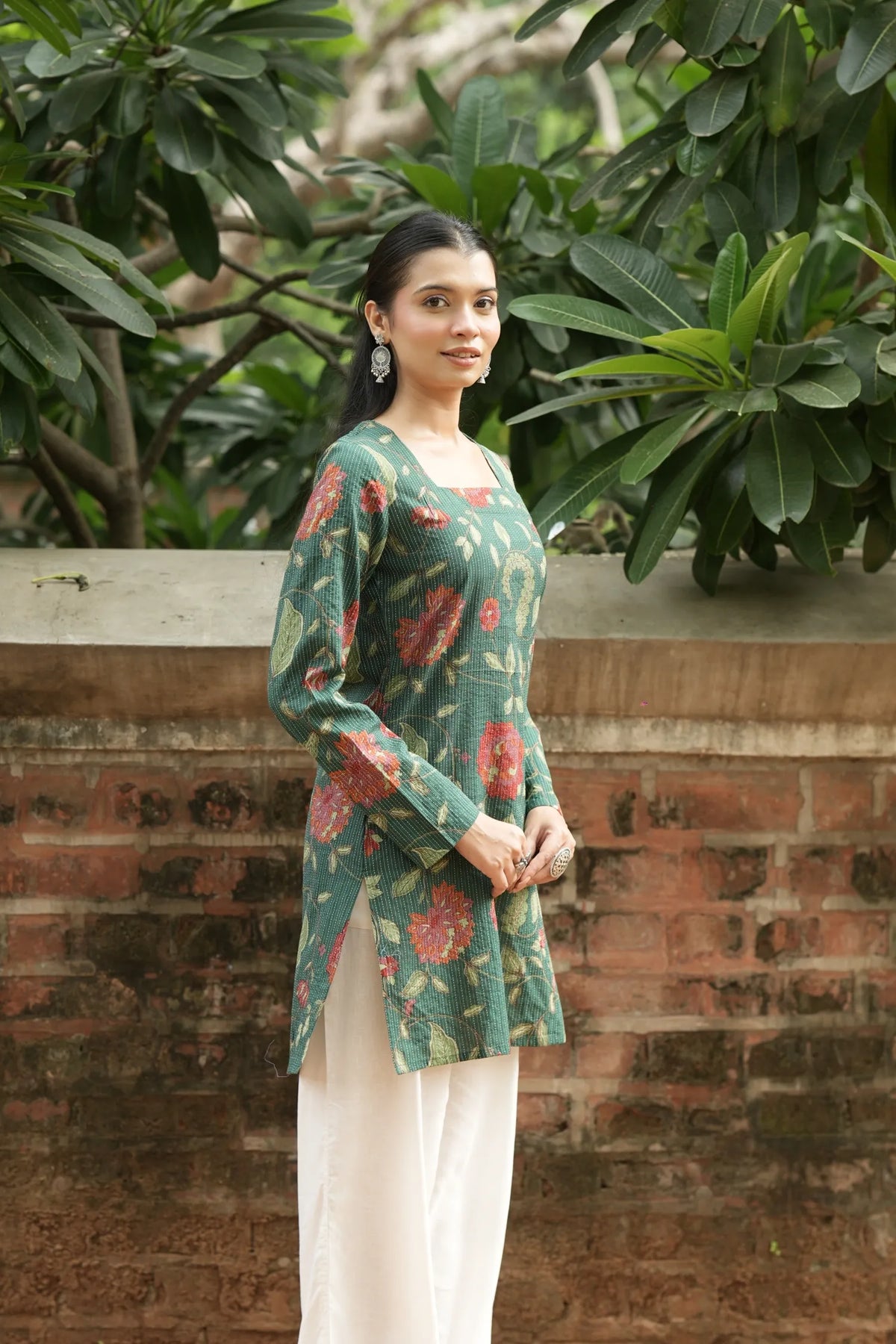 Green Floral Print Kurti