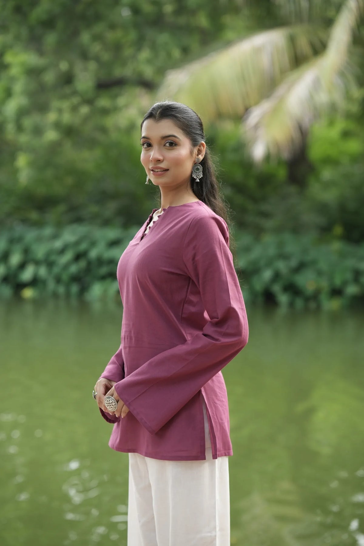Mauve Pink Solid Lupi Kurti