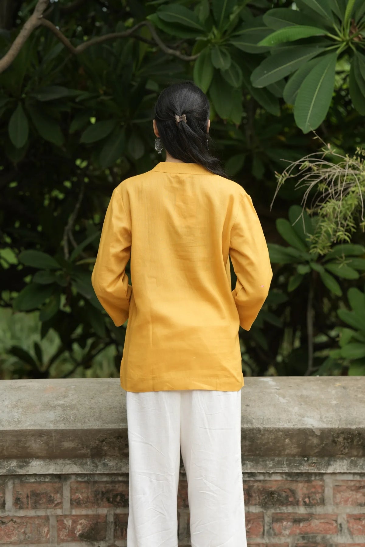 Mustard Yellow Linen Short Kurta