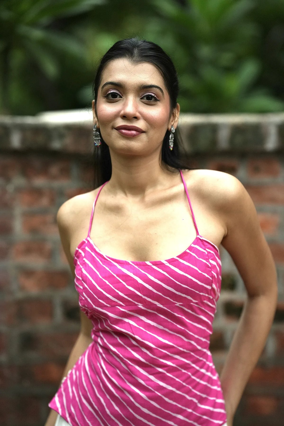 Pink Leheriya Print Corset Top
