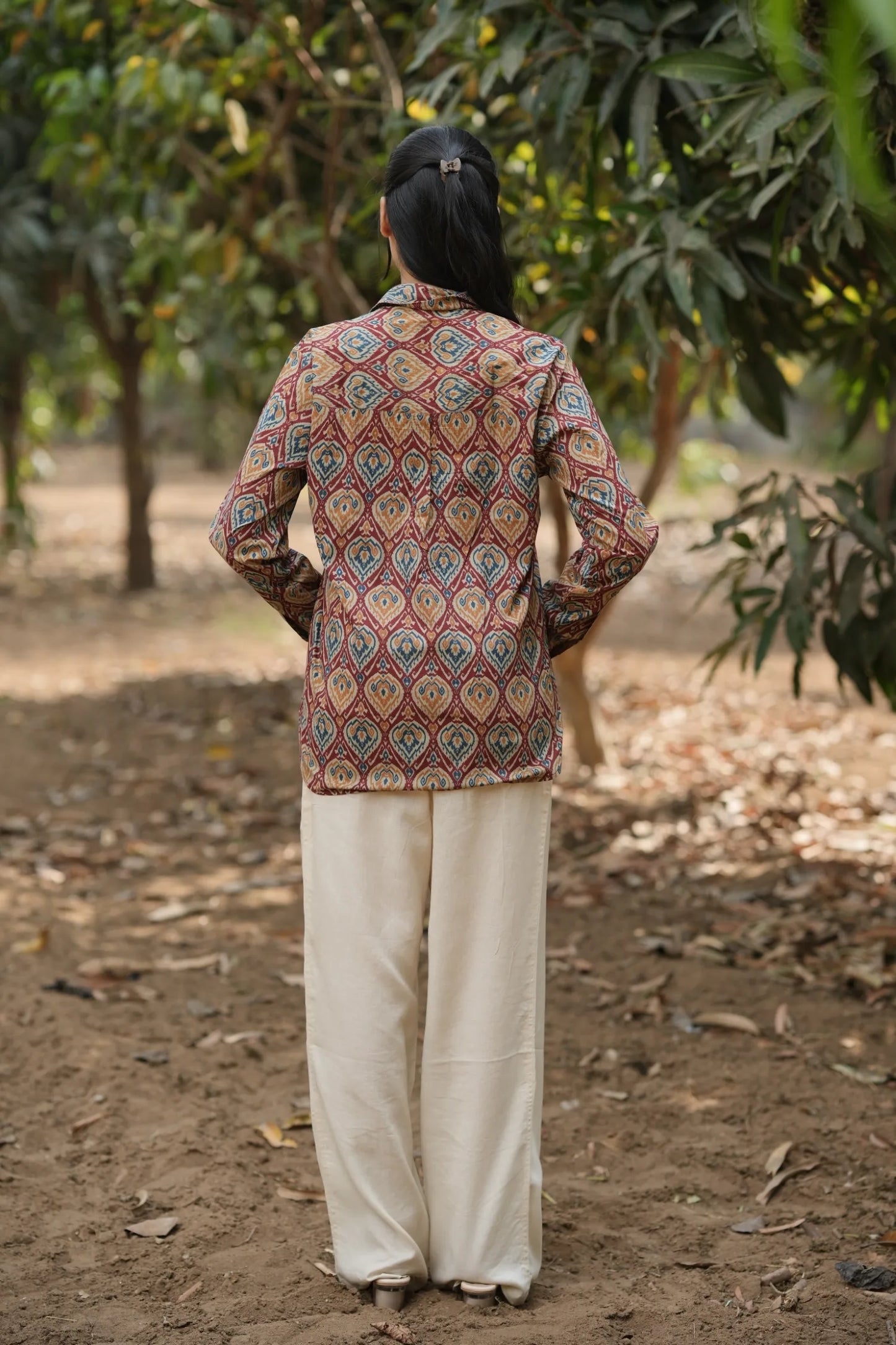 Rust Ikat Cotton Shirt