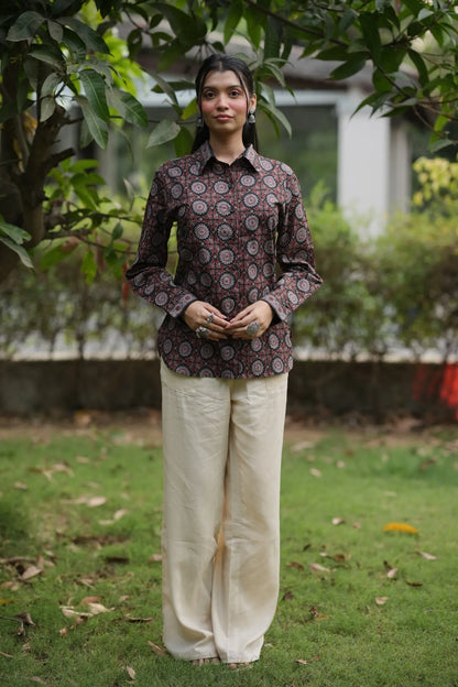 Black Ajrakh Print Cotton Shirt