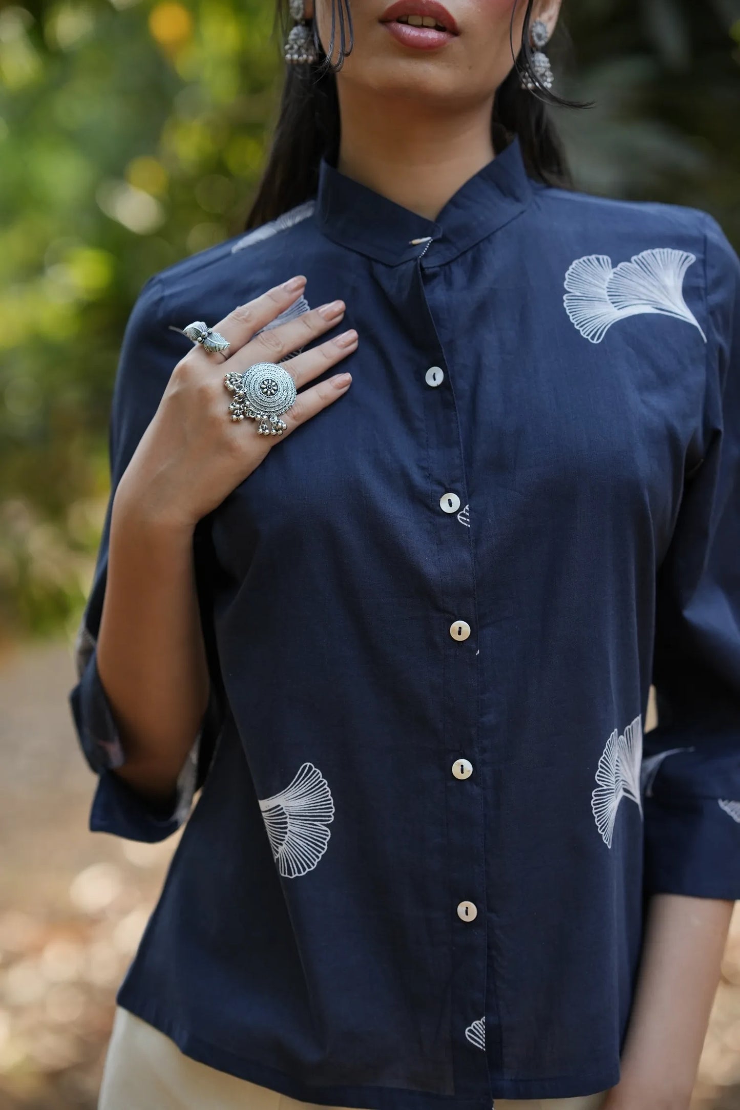 Midnight Leaf Cotton Shirt