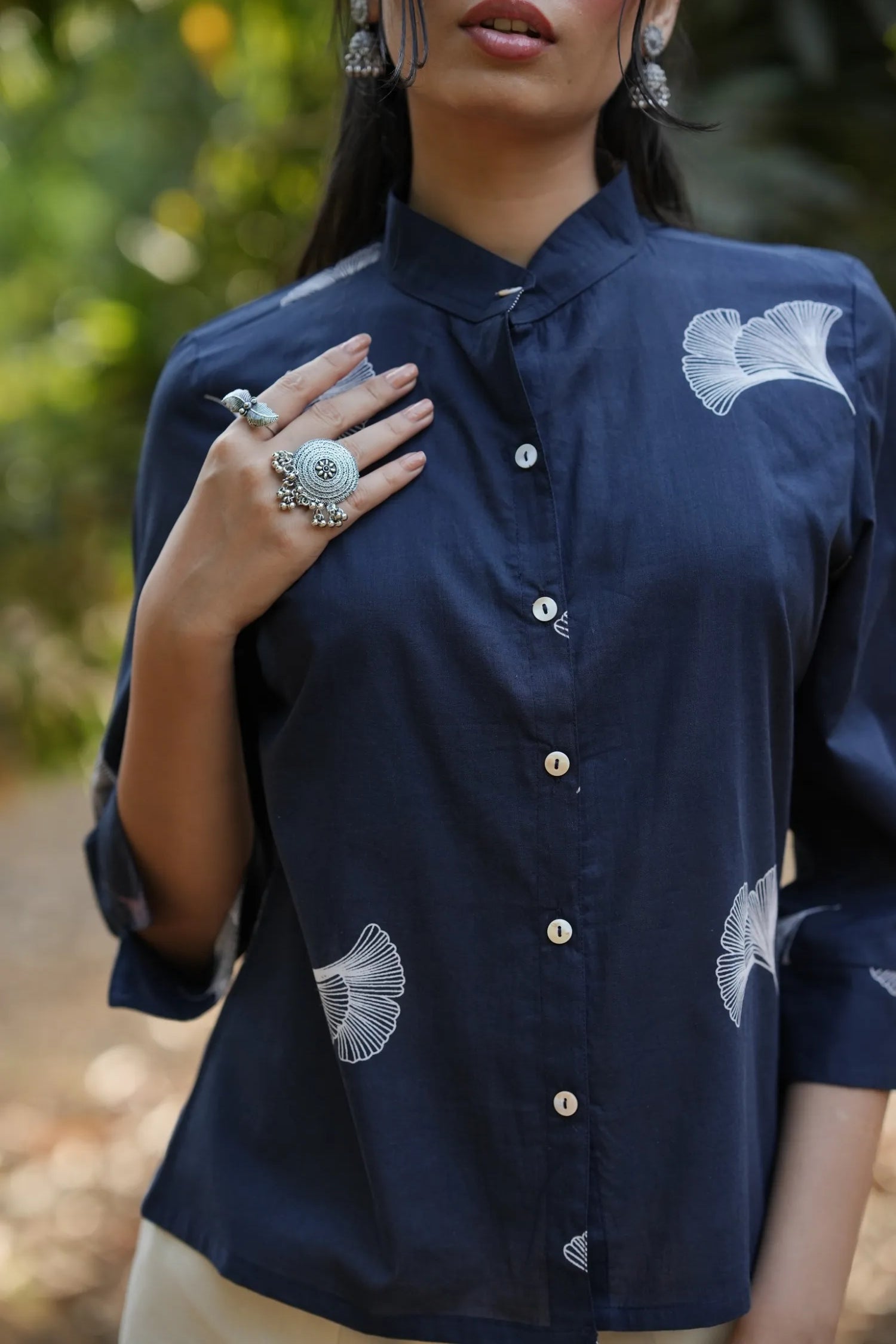 Midnight Leaf Cotton Shirt