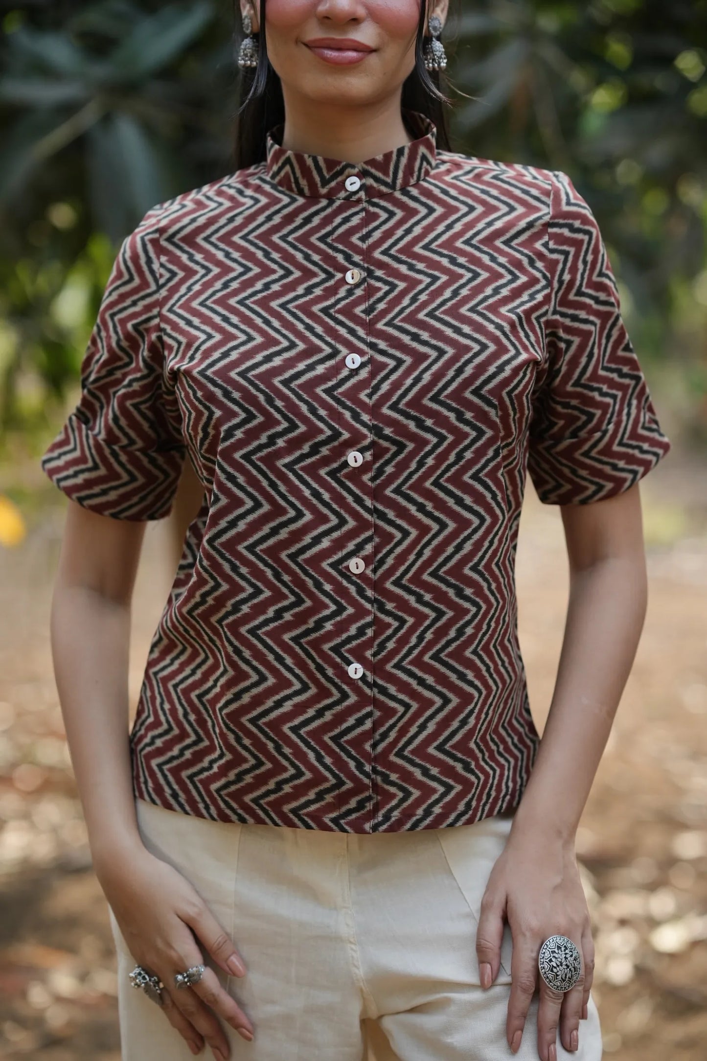 Rust Chevron Cotton Shirt