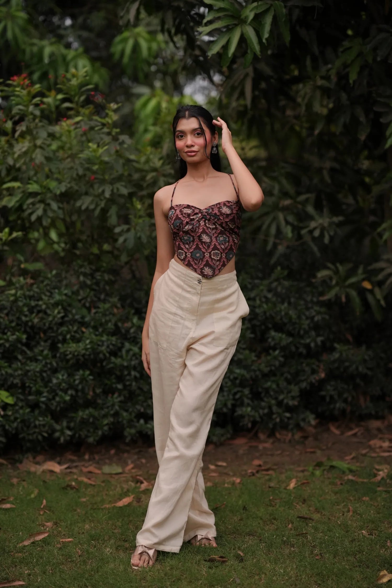 Cocoa Floral Sweetheart Handkerchief Corset top