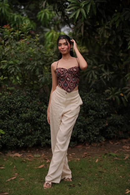 Cocoa Floral Sweetheart Handkerchief Corset top