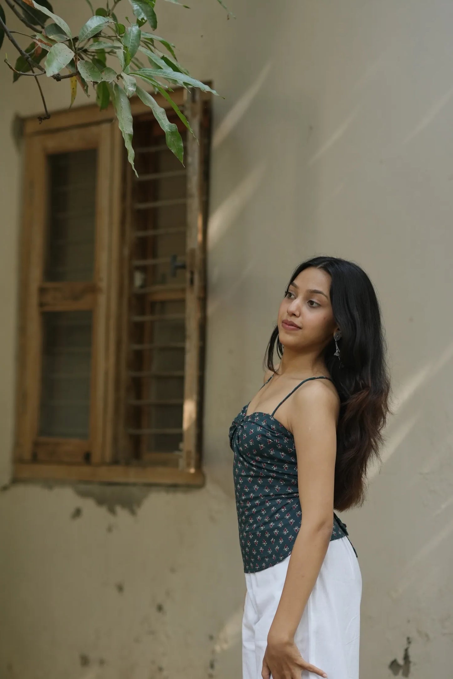 Deep Teal Buta Sweetheart Corset Top