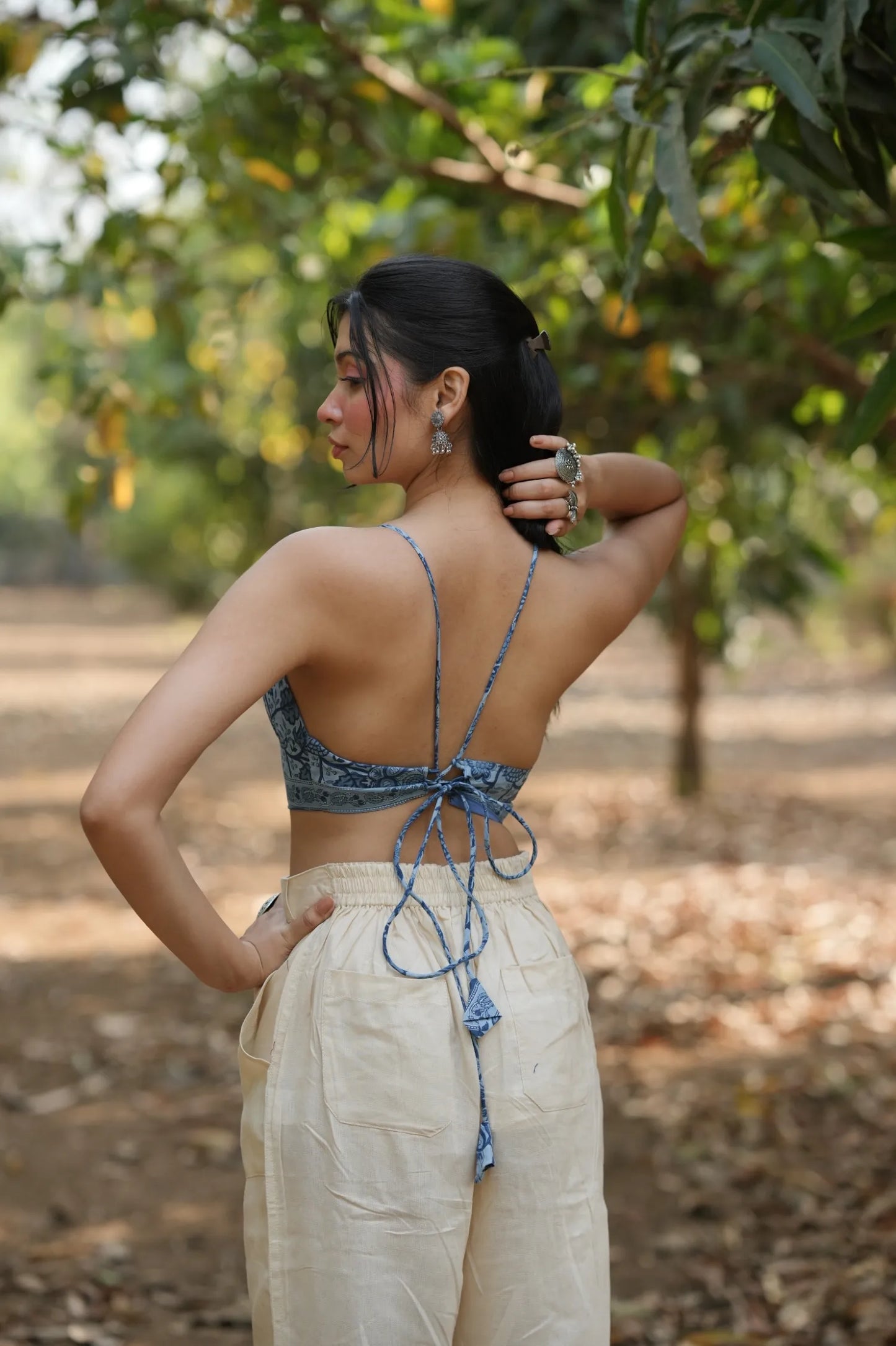 Sky Blue Buta Floral Bralette