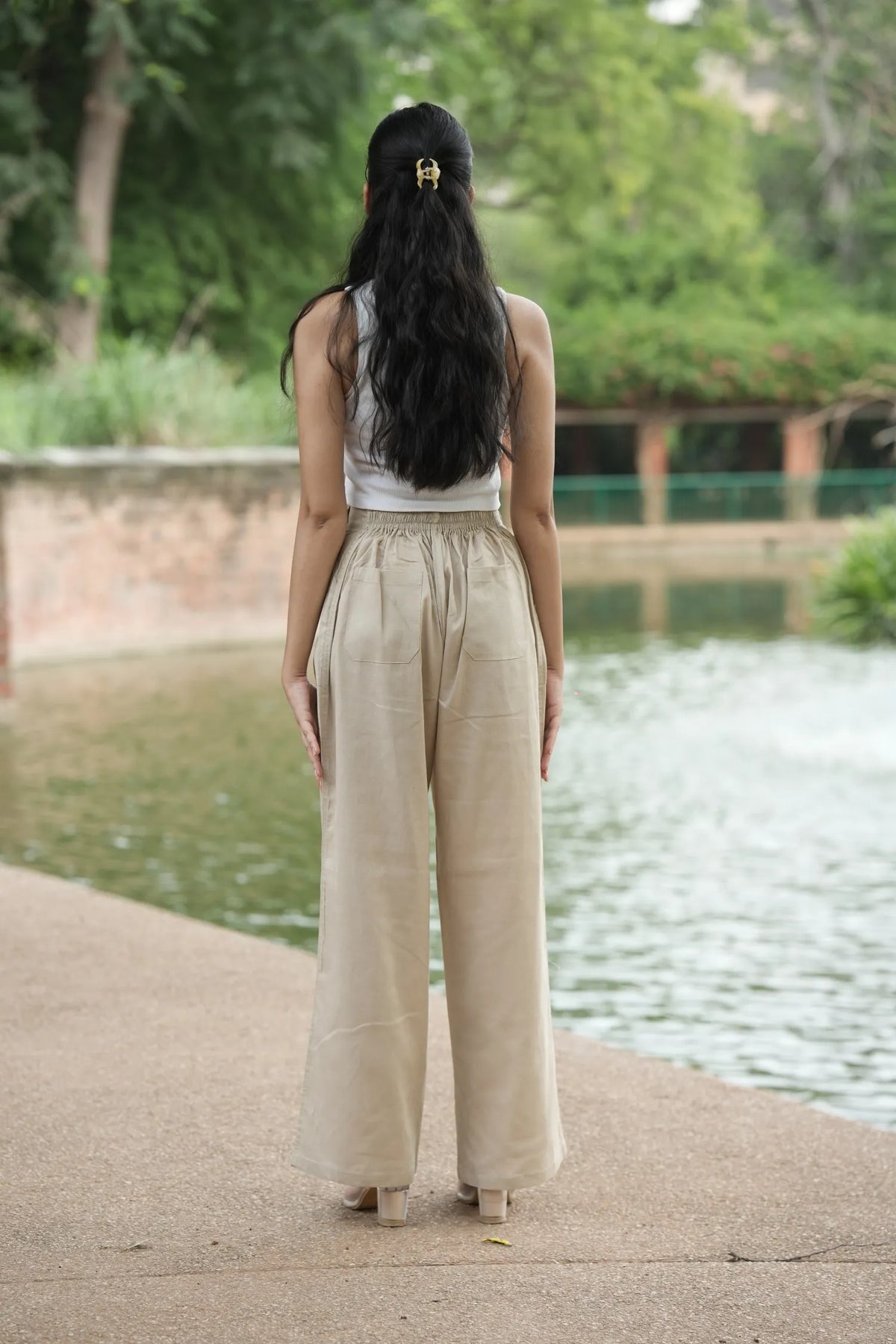 Beige Airy Linen Pants