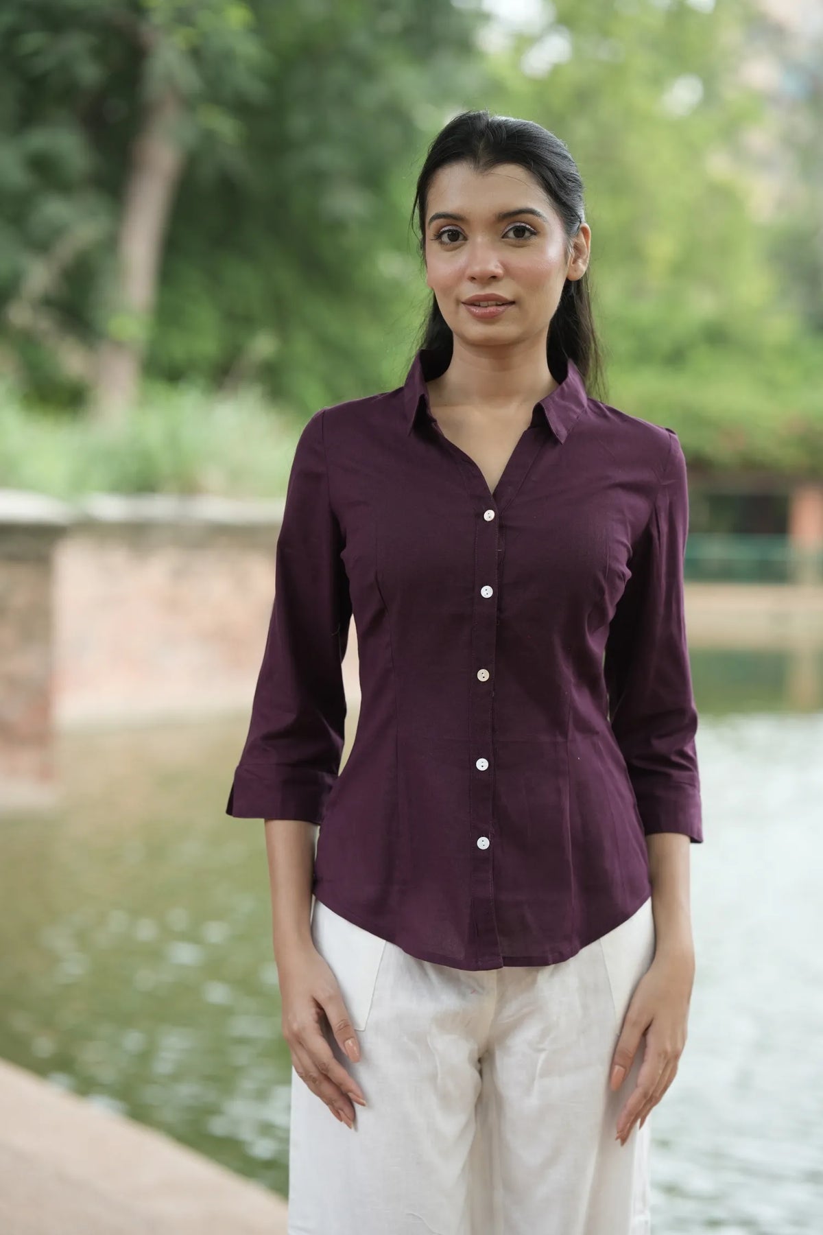 Wine Cotton Shirt