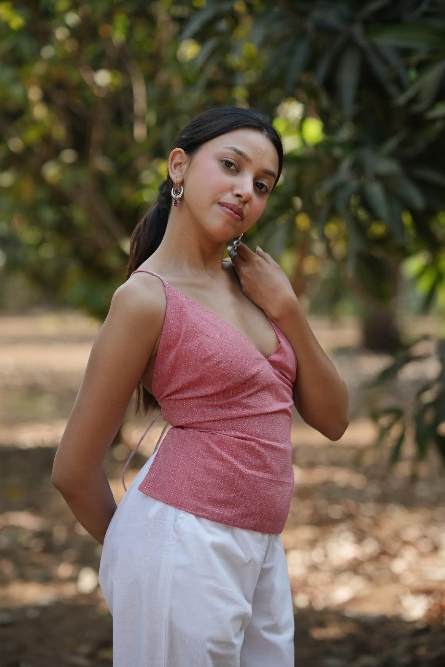 Dusty Rose Tie Back Top