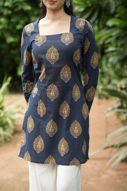 Indigo Blue Buta Print Kurti