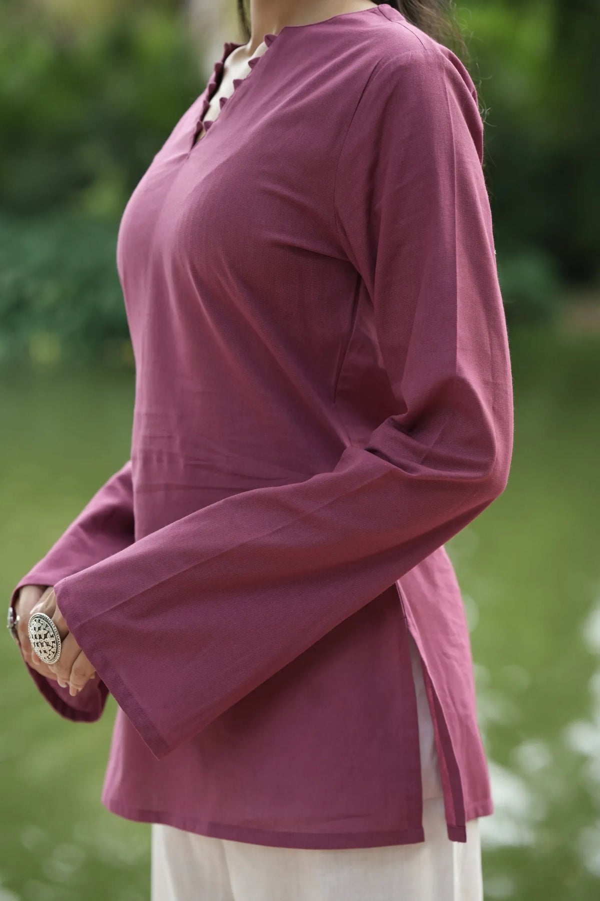 Mauve Pink Solid Lupi Kurti