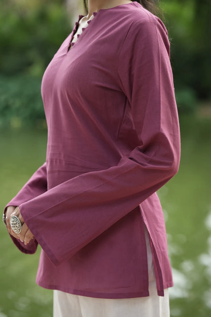 Mauve Pink Solid Lupi Kurti