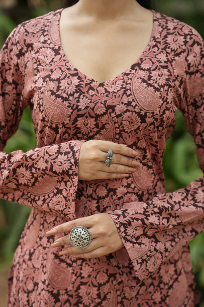 Pink Paisley Floral Print Kurti