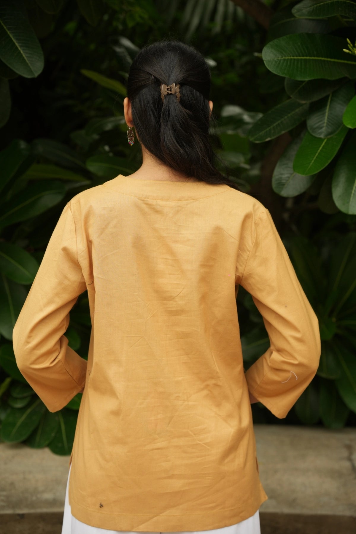 Yellow Cotton Short Kurta