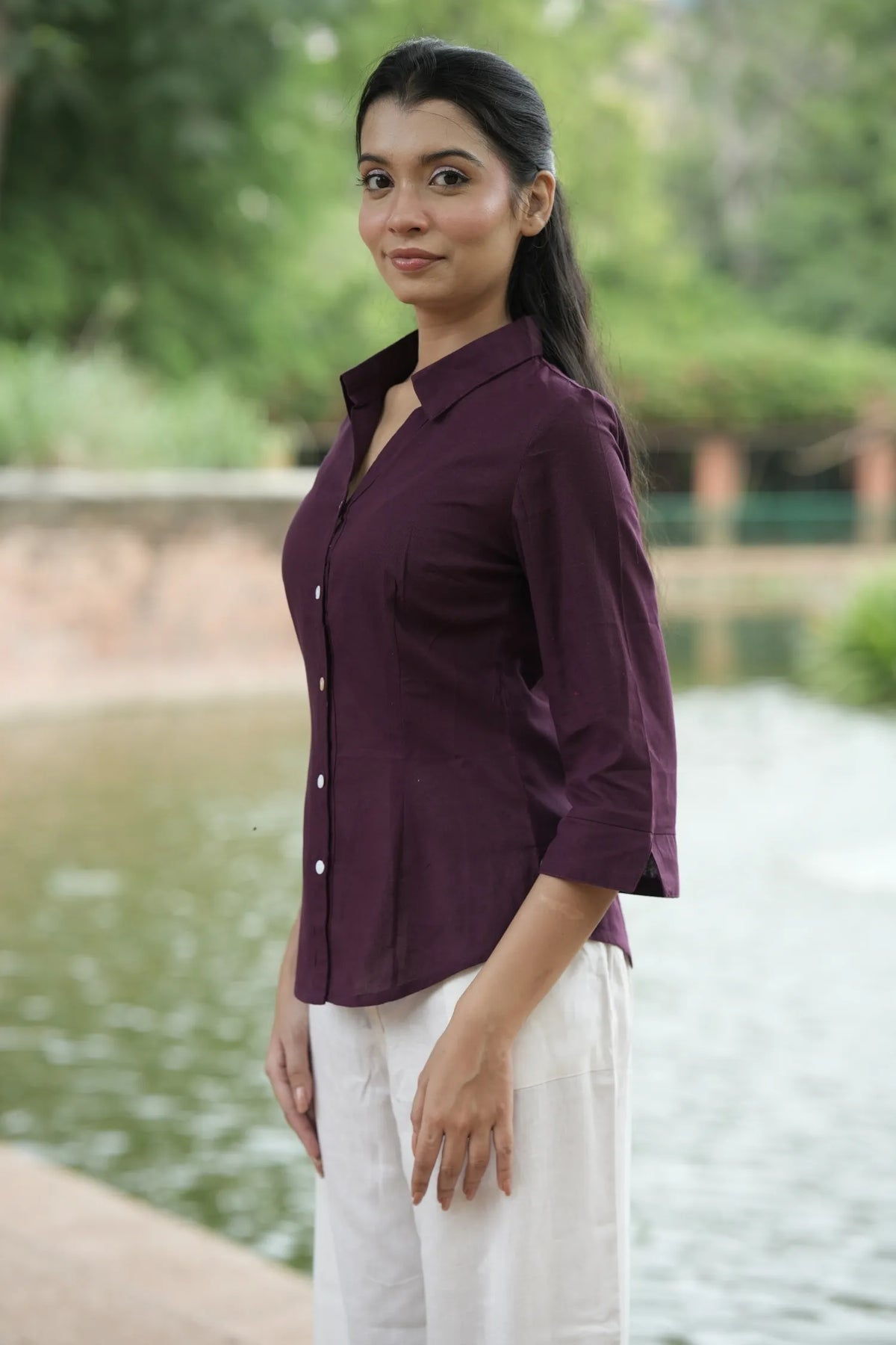Wine Cotton Shirt