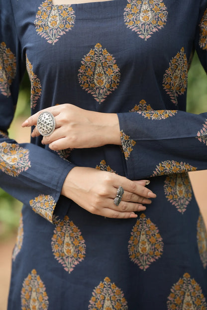 Indigo Blue Buta Print Kurti