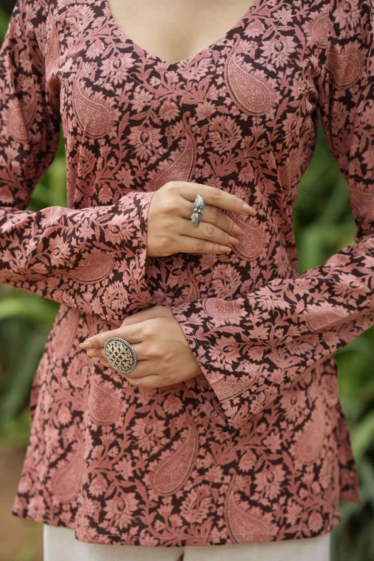 Pink Paisley Floral Print Kurti
