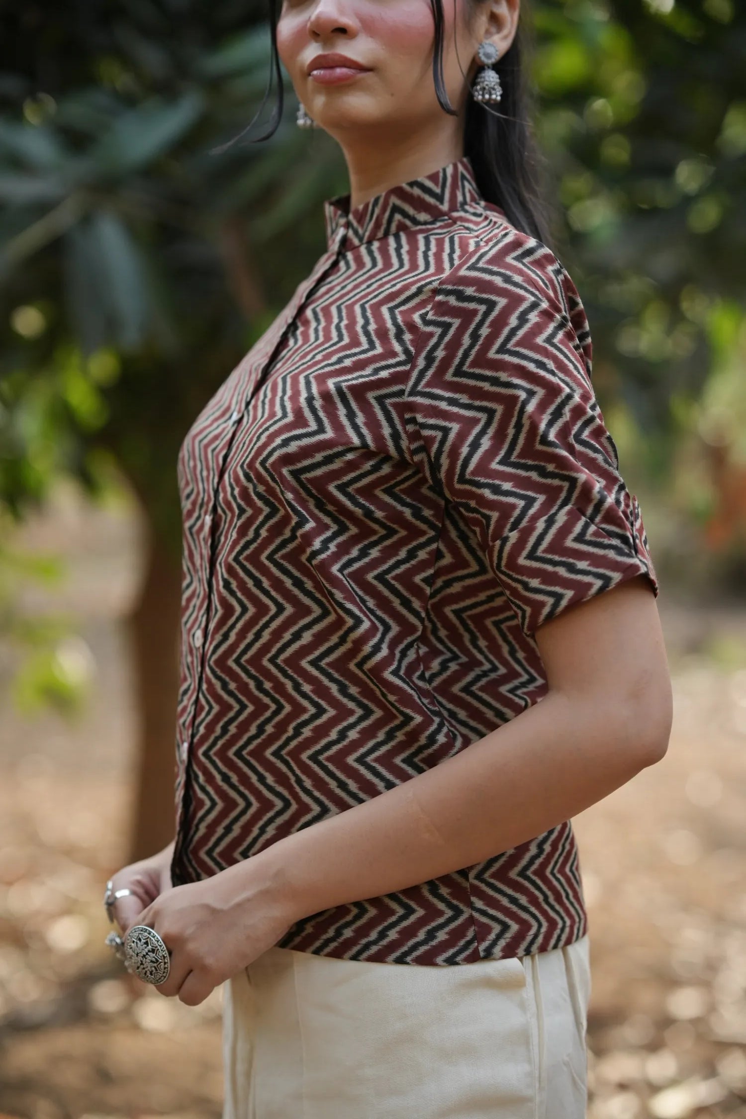 Rust Chevron Cotton Shirt