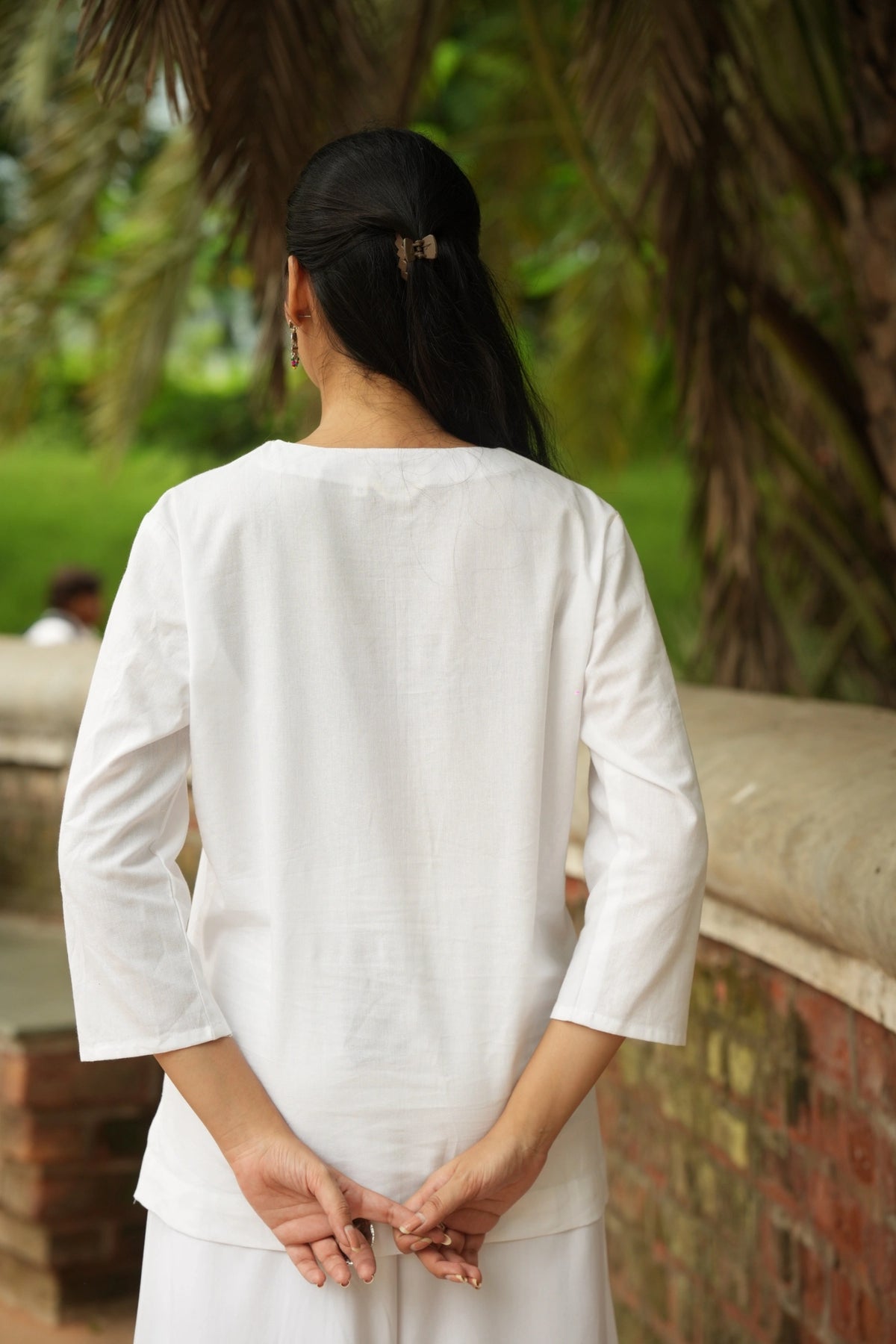 White Cotton Short Kurta